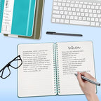 Turquoise Lined Spiral Journal Notebook with 160 Pages, 8×5.7in, A5 Spiral Notebook, Journaling Notebooks for Work, School, Women, Men, College Ruled Spiral Notebook, Hardcover Leather Journals