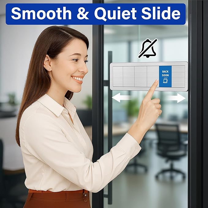 Office Door Signs with 5 Printed Status Options – Do Not Disturb, Out of Office, In a Meeting, Please Knock, Work from Home – Includes Custom Personalized Blank Sticker for Privacy Workspace or Studio Available and Away