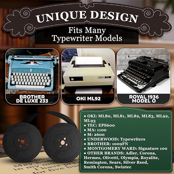 4 Pairs Typewriter Ribbon - Black Typewriter Ink Ribbon with 0.2 Inch/5mm Central Aperture, Durable Twin Spool Replacement - Reliable Print Quality, Compatible with Most Typewriters