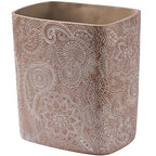 Polytree Boho Flowers Bathroom Trash Can 1.8 Gallon(7 Liter) Small Kitchen Garbage Can,Living Room Bedroom Trash Can, Decor Wastebasket for Home Office,Retro Brown