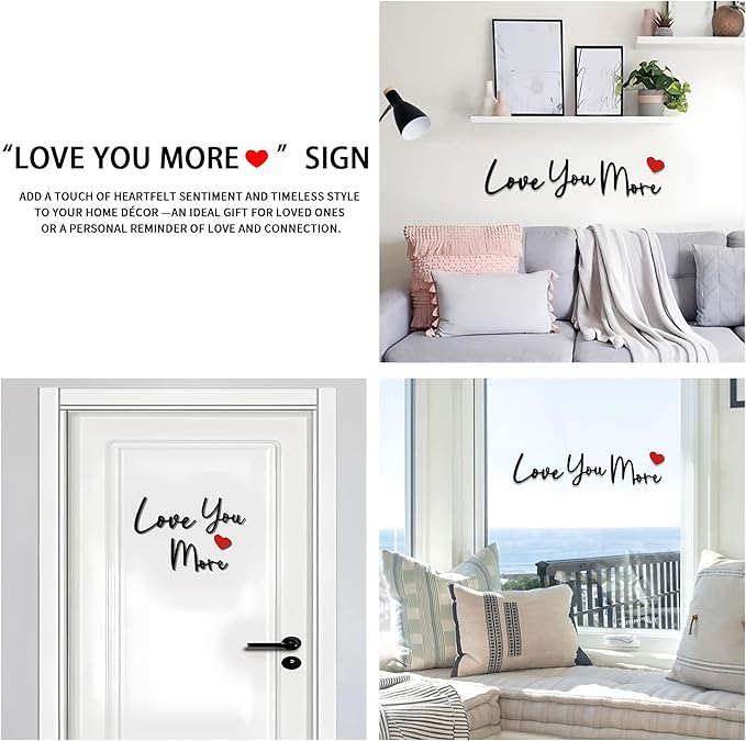 Love You More Wood Sign Home Decor Boho Decor Wall Decor Express Love and Warm for Your Family Lovers Wall Art Gift Hallway Entryway Door Farmhouse Valentine Decors Bedroom Above Bed Topper Decoration