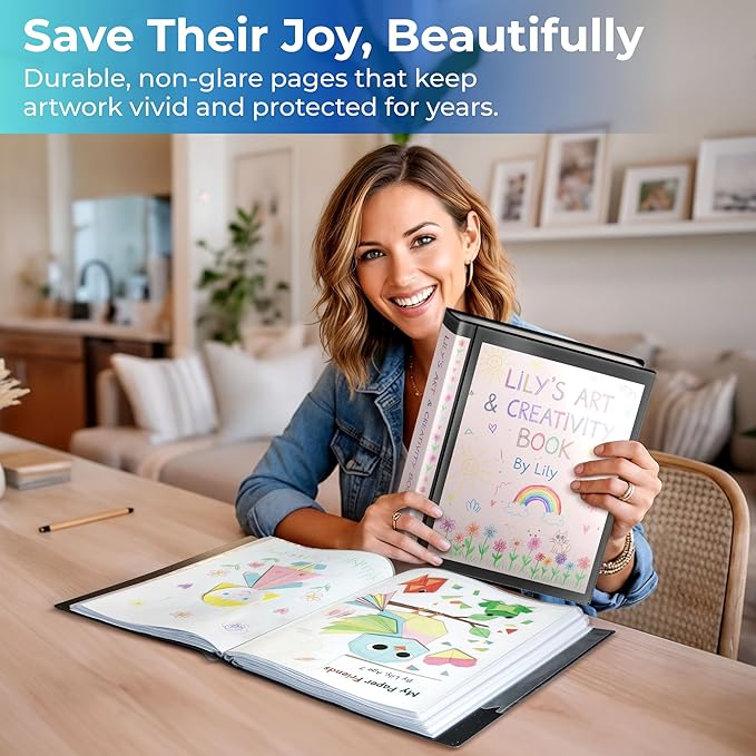 Dunwell Presentation Binder 60-Pocket, Displays 120 Pages, 8.5x11 Portfolio Binder with Plastic Sleeves, Storage and Organizer for Documents, Photos, Kids Artwork, Projects, Recipes (Black)