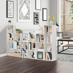 VECELO Narrow Bookshelf Set, Fits 9.3" × 10-12.8" Hardcovers, Cube Storage Bookcases, Free-Standing for Living Room, Bedroom, Home Office, 2/3-Tier, 2-Pack, White