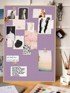 Lightomorrow Bulletin Board 30 x 20 inches, Mystic Violet Pin Board, Golden Aluminum Framed Fabric Cork Board with 10 Push Pins