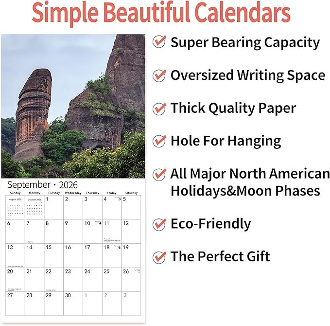 Gag Gifts 2026 Funny Wall Calendar, Natures Calendar for White Elephant Gifts with Thick Paper, November 2025 - December 2026, 14 Monthly Planner Organizer with Nature D'ck Pics, 12" x 24" Opened