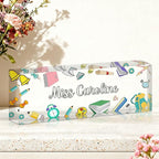 Ship Next Day-Custom Name Plate for Desk, Desk Name Plate Personalized, Acrylic Office Desk Accessories, Appreciation Gifts for Coworkers Employee Boss Women Men (Teacher)