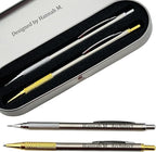 ELMA VADA STUDIO Custom Engraved Mechanical Pencil Set – Personalized 0.7mm & 2.0mm Refillable Drafting Tools – Gift for Architects, Engineers, Students, Designers, Graduation (Pencils Set Engraved)