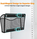 AGPTEK Magnetic File Holder, 3PCS File Paper Mail Organizer No Drilling Magnet Paper Mail Organizer Magazine Basket, Hanging Wall Storage Rack for Fridge Cabinets Office Classroom