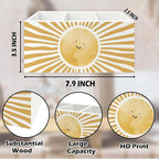 QZQE Boho Yellow Sunshine Pen Pencil Holder Organizer for Desk, Cute Smile Groovy Sun Sunshine Wooden Box Signs Decorations for Kids Room Home Classroom Desk Tabletop