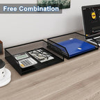 Natwind 2-Tier Stackable Paper Tray, Metal Mesh Desktop Organizer, A4 Paper Sorter, Letter Trays,File Folder Sorter Organizer with Sliding Tray for Home, Office, School (Black)