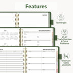 SUNEE 2026 Weekly & Monthly Planner 6.4"x8.5"- 12 Month (January 2026 - December 2026), Vegan Leather Cover, Pocket, Bookmark, Notes, Monthly Tab, Deep Green