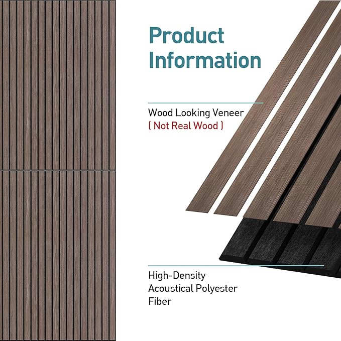 UMIACOUSTICS 6 Packs Acoustic Panel,47.2 x 23.6 Inches Decorative Sound Proof Panel for Office,Home Theater,Studio,Walnut Color
