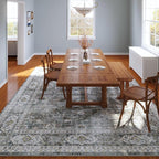 Rugcomf Area Rug 5x7 Washable Rug Boho Soft Non-Slip Non-Shedding Faux Wool Vintage for Living Room, Bedroom Rug, Farmhouse, Dining Room, Indoor, Kids Playroom (Grey)