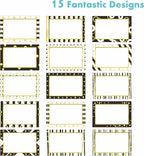 405 PCS Gold Metallic Name Tag, Blank Name Labels in 15 Designs with Permanent Adhesive Writable White Name Tag Stickers for School Office Home (Each Measures 3" x 2")