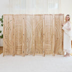 5.6 Ft Folding Room Divider, Portable Privacy Screen & Partition, No Assembly Required for Use as Cat Litter Box Cover, Clutter Hider, Room Separator, 6 Panels (Natural)