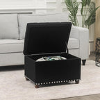 Decent Home Storage Ottoman Fabric Bench 24" Foot Rest Stool with Nailhead Trim for Bedroom Living Room(Black, Fabric)