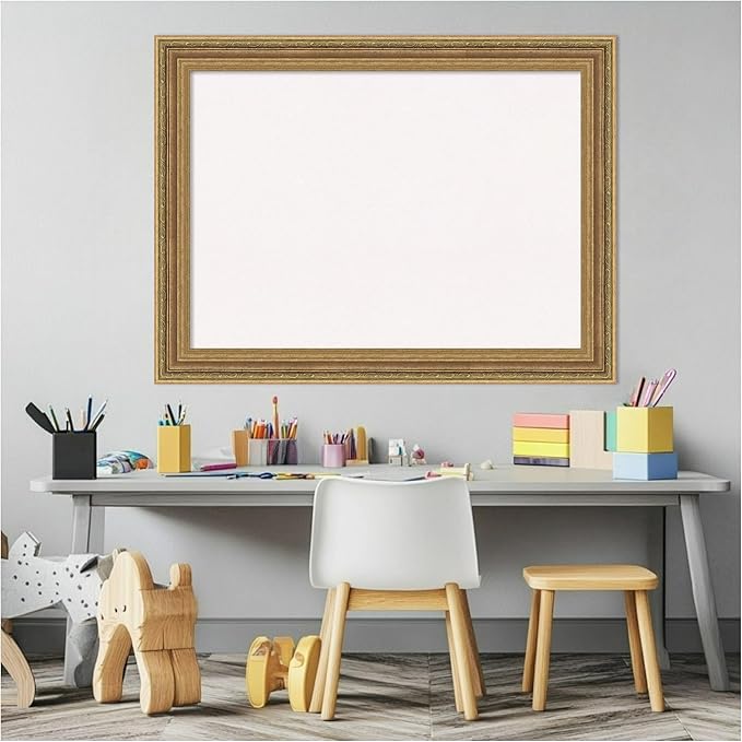Amanti Art White Cork Board for Wall, 25x33 Vision Board with Gold Frame, Medium Corkboard Office Decor for Home Organization, Traditional Corkboard Pinboard to Display Items for Home Organization