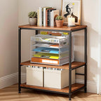 Docnest 5 Tier Letter Tray with Hanging File Organizer-Mesh Desk Organizer-Desktop Storage Box Built in Pen Holder and Handles, File Folder Holder for Mail Documents Office Supplies-White