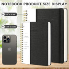 Oneirom Spiral Notebook - 8.5 x 10.98 Inch Large Hard Cover Notebook with Elastic Band & Pocket, 252 Pages, Lay Flat Wirebound Journal for Work, School, Planning & Note Taking Black