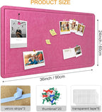 Yunihome Large Bulletin Board - Foldable 36x24 Inches Cork Board Alternative with 20 Push Pins, 3' x 2' Self-Adhesive Felt Bulletin Board for Wall, Home Office Classroom Decor