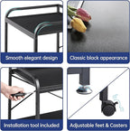 Fannova 2 Tier Under Desk Printer Stand with Storage, 20 Inches Deep Large Printer Table with Height Adjustable Shelf, Rolling Printer Cart with Wheels for Home Office - Black
