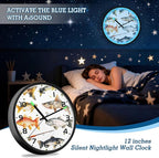Vozoza Fishing Underwater 12 Inch Analog Wall Clocks Battery-Operated with Led Lights for Living Room Bedroom Kitchen Office Decor, Battery Not Included