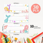 Mermaid Name Tags for Students - Under The Sea Name Plates for Classroom Desks, 30 Pack (07)