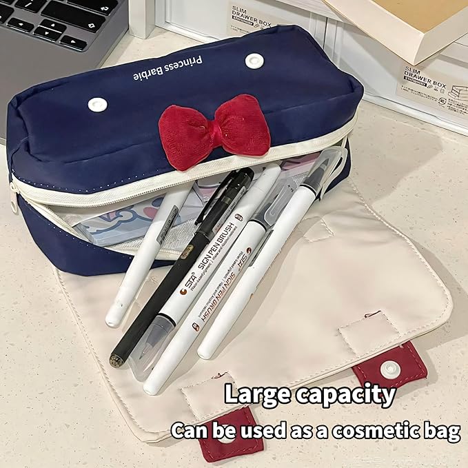 Fiaoudm Cute Bow Pencil Case – Durable Single Compartment Stationery Organizer for School Supplies, Art, and Travel | Ideal Gift for Girls, Students, and Young Learners