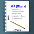 U.S. Art Supply 8.5" x 11" Premium Hardbound Sketch Book, 2 Pack, 80 Sheets Each, 70 lb (110gsm) - Hardcover Spiral Bound Artist Field, Small Sketch Pad, Acid-Free Drawing Pad - Adults, Students