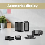 SUPEASY Pen Holder for Desk, 6 Piece Mesh Desk Organizer set for Office Organization with Mail Organizer, Letter Phone Holder, Sticky Notes Caddy Storage, Black