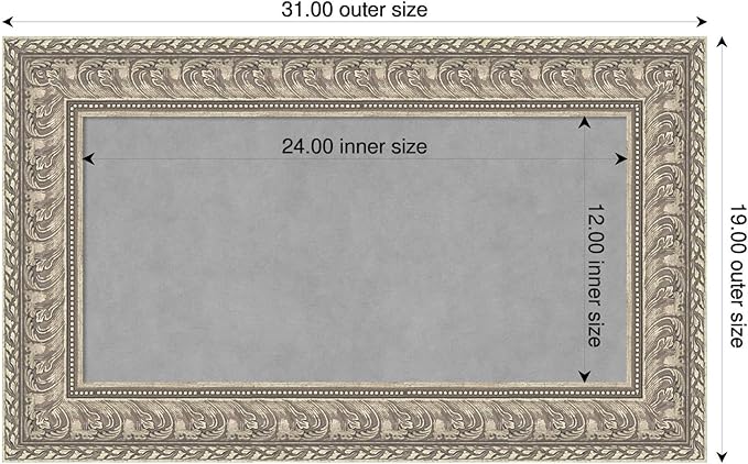 Amanti Art Silver Framed Magnetic Board 19x31 Small Vision Board for use with Magnets, 100% Metal Sheet to Display Items as Office Decor or for Home Organization in mudroom, Kitchen or Kids Room