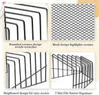 2 Pcs 7 Section Incline File Sorter Metal Wire Mesh File Rack for Desktop Letter Sorter for Magazine Folder Book Organizer Home Office School Paper Mail Desk Storage Holder (Black)