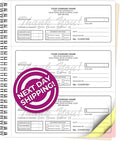 Custom 8.5" x 7" (3 Per Page) Carbonless NCR Books in 3-Part Triplicate Invoices, Receipts, Work Orders, Sales Orders, Purchase Orders, Estimates, Quote Forms with Your Company/Business Name (96 Sets)