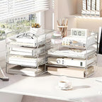 OUTIOE 4-Tier Paper Organizer for Desk, Stackable Desk Organizer Paper Tray, Ideal for Office Supplies, A4 Storage (Clear, 4-Tier)