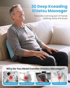 COMFIER Cordless Back Support Pillow for Office Chair, Lower Back Massager with Heat, Shiatsu Back Support Cushion, Rechargeable & Portable for Office, Home Use, Gift for Women