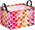 FUULOXE Rectangular Valentines Basket Storage Bin for Shelves Girls Gifts Baskets Foldable Box with Handles for Home Office Car Dormroom Valentine's Day Party Supplies