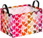 FUULOXE Rectangular Valentines Basket Storage Bin for Shelves Girls Gifts Baskets Foldable Box with Handles for Home Office Car Dormroom Valentine's Day Party Supplies