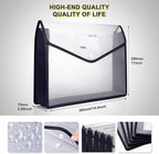 Plastic File Folders, Waterproof Transparent Expandable File Organiser, Portable Large Capacity A4B4 File Wallet for Office/Business/School (5 Pack)