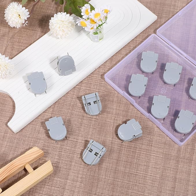Eldraqth Cubicle Hooks, 12 Pcs Panel Cubicle Clips for Fabric Walls, Plastic Cubical Accessories for Office, Home, Kitchen, Room, Hanging Photos, Notes, Memos, Data Cableswork (Gray)