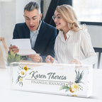 Custom Office Name Plate, Personalized Gifts for Women & Employees, Office Desk Accessory (Little Daisy)