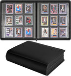 Sibonic 9 Pocket TopLoader Binder, Holds 360 3”x4” Toploader Hard Cases, Sleeves Card Collection Binder, 20 Double Sided Pages, Compatible with Trading & Sports Holder - Black