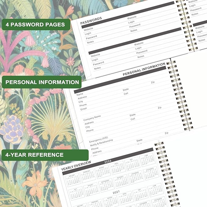 2026-2029 Monthly Planner - 3 Year Planner 2026-2029, Jul. 2026 - Jun. 2029, 9" x 11", 3 Year Calendar Planner 26-29, 36 Monthly Calendar with Tabs, Notes Pages, Inner Pocket - Tropical Plants
