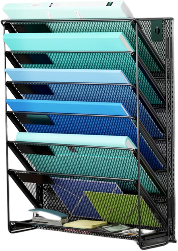 Kuntine.B Wall File Organizer (Black, 7 Tier)