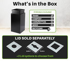 Alpine Commercial Indoor Recycle Bin - 29 Gallon Modern Looking Black Recycle Bin, Office Recycling Bins, Metal Trash and Recycling Container with Stickers & 3 Optional Lids (lid Sold Separately)