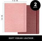 PAPERAGE 2-Pack Softcover Lined Journal Notebook (Blush & Burgundy), 176 Pages, Large B5 College Ruled Notebook, 7.6 inches x 10 inches - 100 GSM Thick Premium Paper, Soft Vegan Leather Journal for Home, Work & School