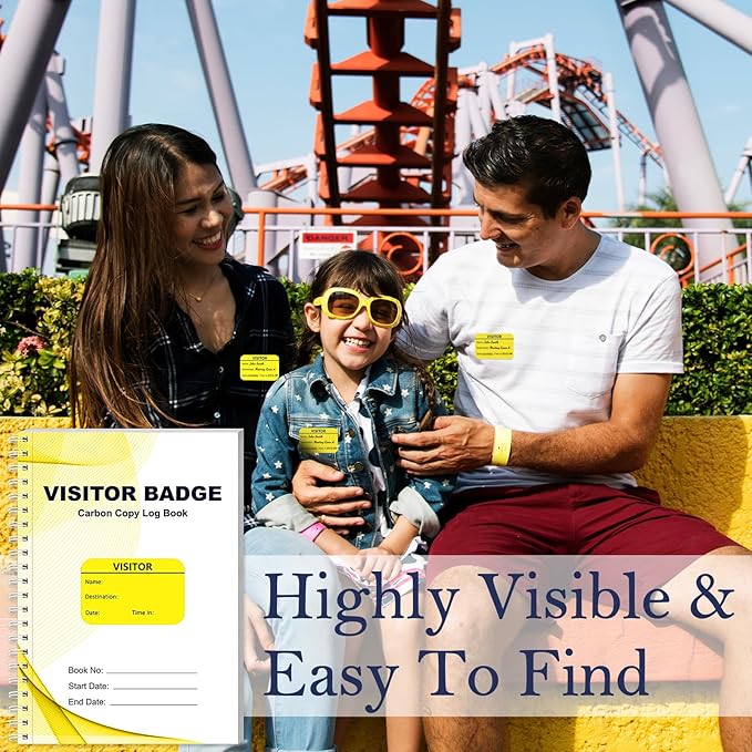 300 Visitor Badges Stickers Visitor Log Book with Carbon Copy Visitor Pass Stickers with Carbonless Visitor Name Tags Guest Registry Log Book for School Business Church