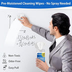 EXTRIC Whiteboard Cleaning Wipes, 150 Count Dry Erase Wipes Pre-Moistened, Non-Toxic, Low Odor White Board Cleaner 75 Per Canister + 75 Refill Pack Ideal for Classroom, School, Office