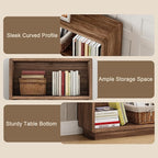 ChooChoo 2-Tier Bookcase, Small Wooden Bookshelf, Farmhouse Bookshelf with Open Storage, Short Bookcase for Bedroom and Home Office, Brown Walnut