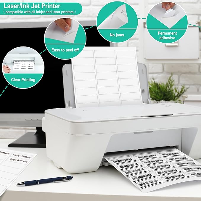 L LIKED Printable Address Labels, 1" x 2-5/8", 15000 Labels, 30 per Sheet, Blank Mailing Labels for Envelopes (500 Sheets)