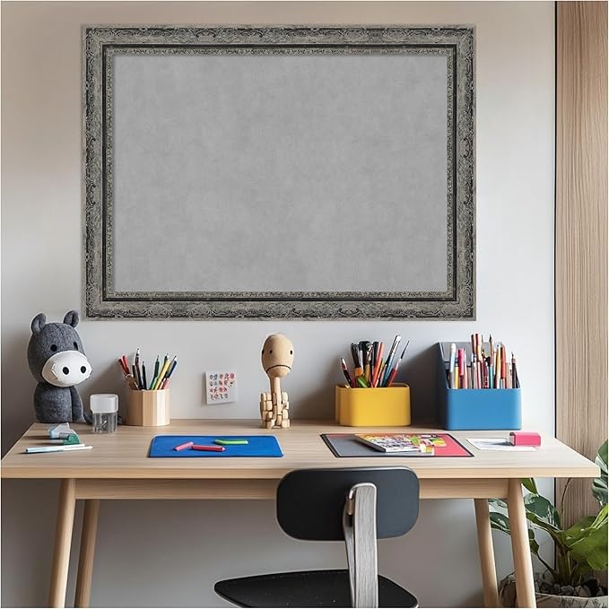 Amanti Art Black Framed Magnetic Board 24x32 Medium Vision Board for use with Magnets, 100% Metal Sheet to Display Items as Office Decor or for Home Organization in mudroom, Kitchen or Kids Room
